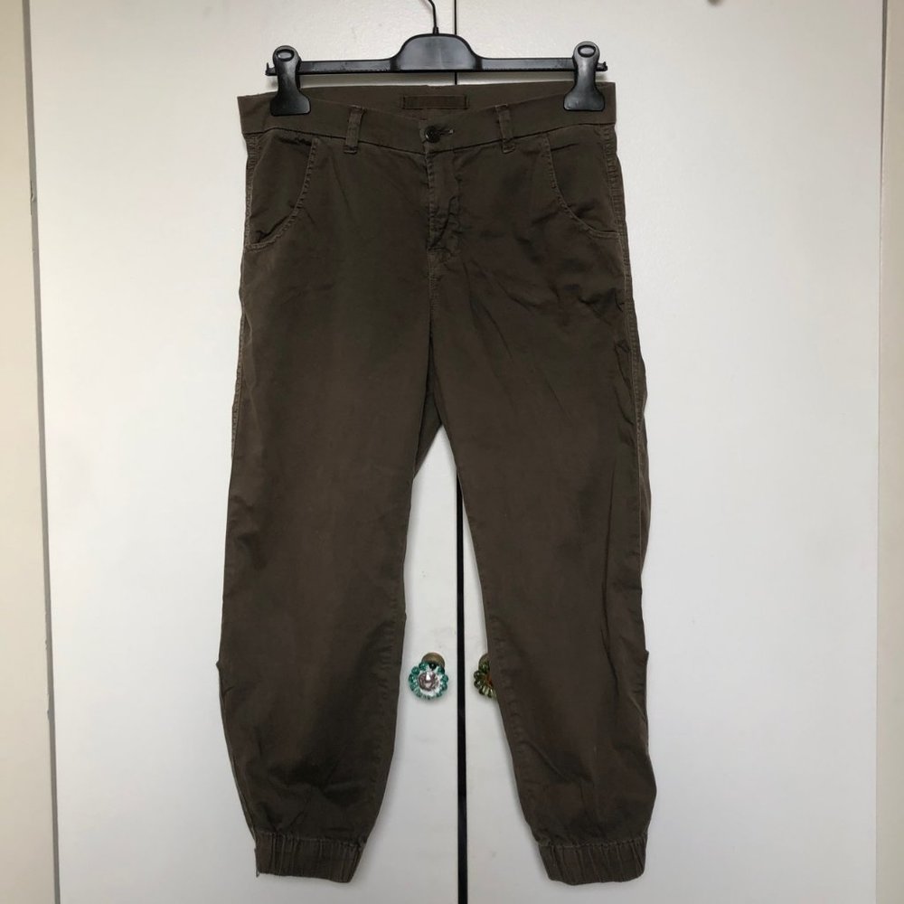 J. Brand dark green joggers. Zippered at ankle